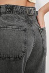 6689 Kadın Yüksek Bel Baggy Kot Pantolon - Antrasit