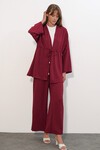 Kadın Ayrobin Kimono Pantolon İkili Takım 30101 - Bordo