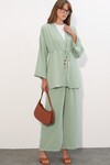 Kadın Ayrobin Kimono Pantolon İkili Takım 30101 - E.Yeşil