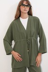 Kadın Ayrobin Kimono Pantolon İkili Takım 30101 - Haki