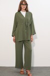 Kadın Ayrobin Kimono Pantolon İkili Takım 30101 - Haki