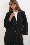 Kadın Ayrobin Kimono Pantolon İkili Takım 30101 - Siyah