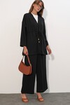 Kadın Ayrobin Kimono Pantolon İkili Takım 30101 - Siyah