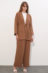 Kadın Ayrobin Kimono Pantolon İkili Takım 30101 - Taba