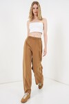 Kadın Beli Lastikli Bol Paça Pantolon 30087 - Taba
