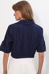 Kadın Crop Oversize Gömlek 20390 - Lacivert