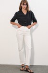 Kadın Crop Oversize Gömlek 20390 - Siyah