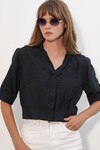 Kadın Crop Oversize Gömlek 20390 - Siyah