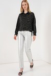 Kadın Desenli Oversize Gömlek 20361 - Siyah - Gümüş