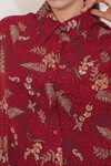 Kadın Desenli Oversize Gömlek Pantolon İkili Takım 30098 - Bordo