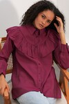Kadın Fırfır Detaylı Gömlek Tunik 5994 - Bordo