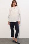 Kadın Nakışlı Oversize Bluz 1000 - Beyaz