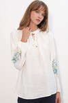 Kadın Nakışlı Oversize Bluz 1000 - Beyaz