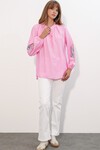 Kadın Nakışlı Oversize Bluz 1000 - Pembe