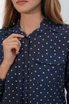 Kadın Tek Cepli Puantiyeli Oversize Gömlek 20399 - Lacivert