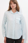 Kadın Tek Cepli Puantiyeli Oversize Gömlek 20399 - Mavi