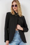 Kadın Tek Düğmeli Oversize Blazer Ceket 0749 - Siyah
