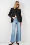 Kadın Tek Düğmeli Oversize Blazer Ceket 0749 - Siyah