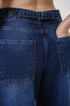 Merterium 6689 Kadın Yüksek Bel Baggy Kot Pantolon - Lacivert