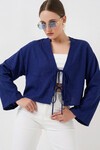Önü Bağlamalı Keten Kimono 960 - Saks